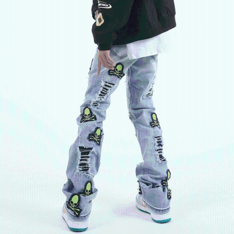 Men's Jeans 2022 Skull Embroidery Hole Ripped Punk Gothic Men Pants Skateboard Hip Hop Distressed Baggy Denim Trousers Pantalon Homme, Light blue
Men's Jeans 2022 Skull Embroidery Hole Ripped Punk Gothic Men Pants Skateboard Hip Hop Distressed Baggy Denim Trousers Pantalon Homme, Light blue