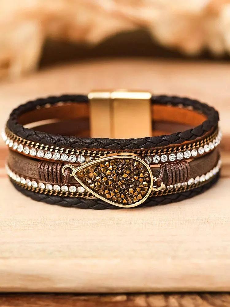 Charm Bracelets Multi-Layered Rhinestone Bohemian Bracelet Magnetic Buckle Fashion Braided Leather Wrap Bangles Women GiftCharm
Charm Bracelets Multi-Layered Rhinestone Bohemian Bracelet Magnetic Buckle Fashion Braided Leather Wrap Bangles Women GiftCharm