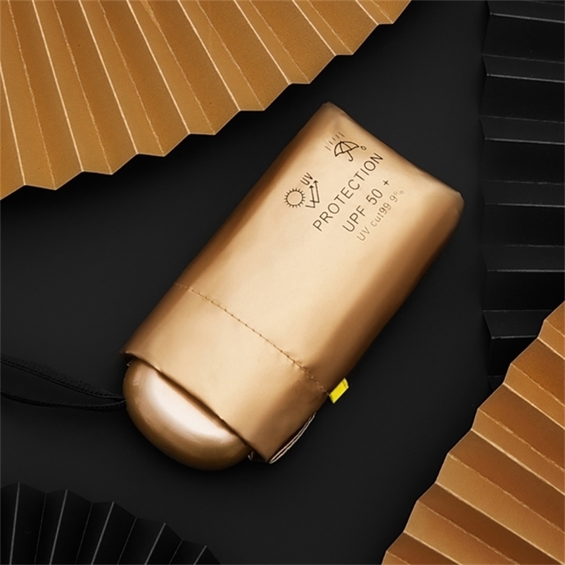 Mini Pocket Rain Women Anti UV Silver Coating Small Sun Girls Travel Cute Umbrella 6 Ribs Parasol 210320