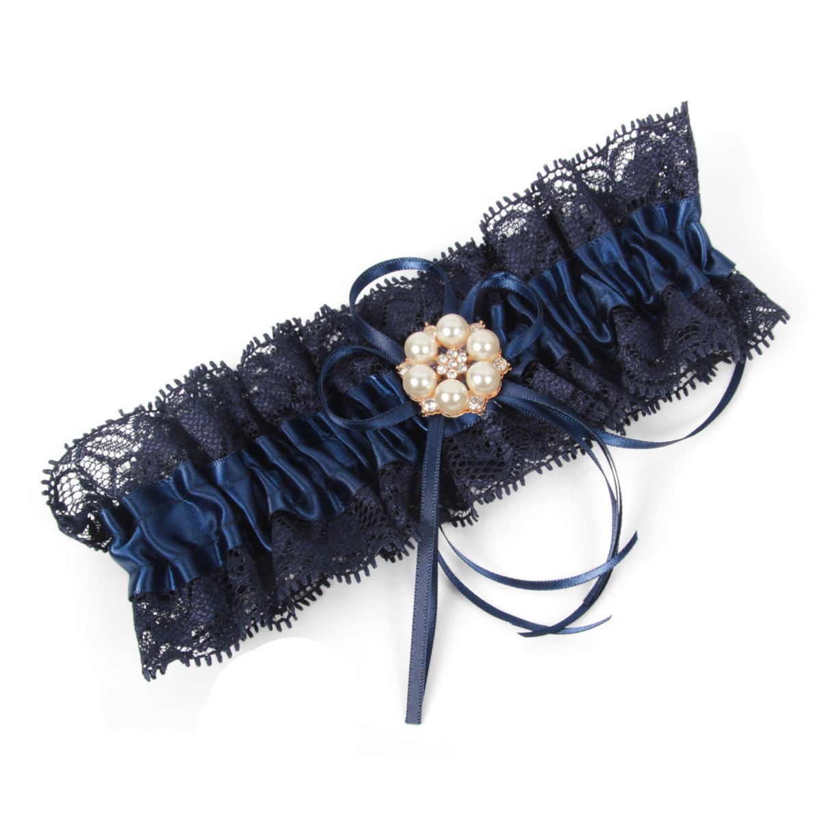 Bridal Garters Navy bridal leg band Lace garter handmade Garters Wedding Accessories