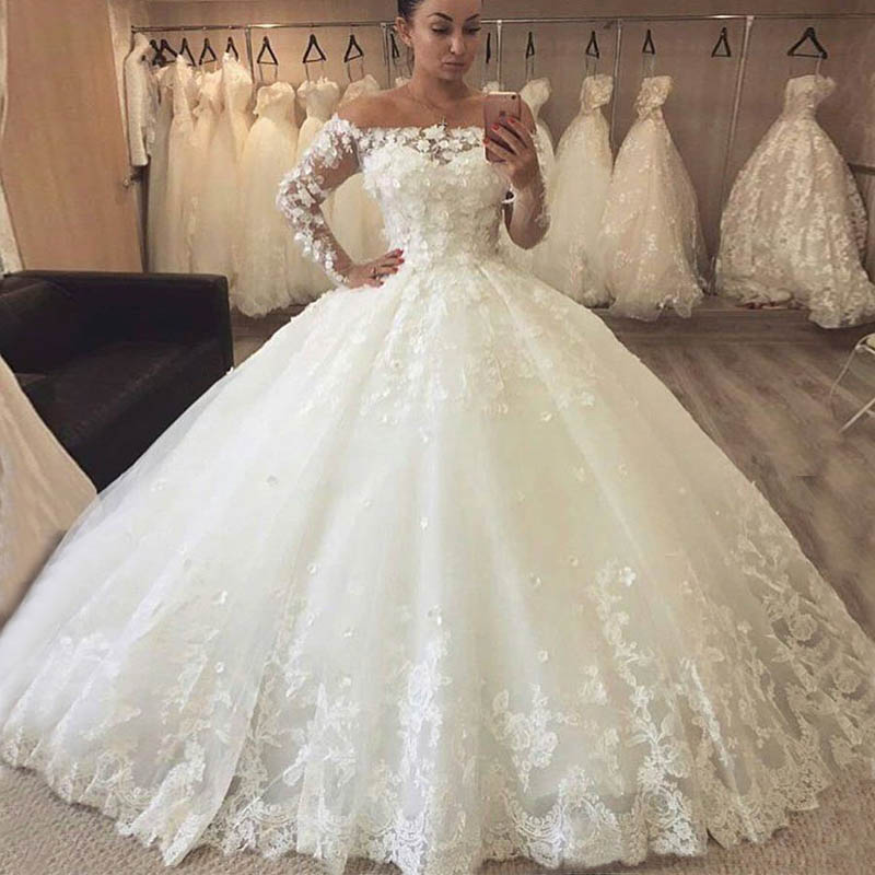 Vestido De Noiva Romantic Flowers Lace Ball Gown Wedding Dresses Long Sleeves Off Shoulder Bridal Gowns robe mariee, Black
Vestido De Noiva Romantic Flowers Lace Ball Gown Wedding Dresses Long Sleeves Off Shoulder Bridal Gowns robe mariee, Black