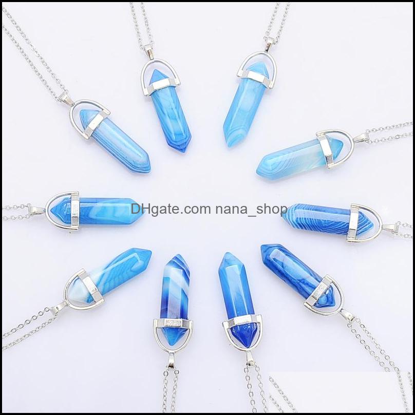 Pendant Necklaces Pendants Jewelry Natural Stone Hexagonal Prism Shape Reiki Healing Crystal Stripe Agate Charms Necklace For Women Drop D
Pendant Necklaces Pendants Jewelry Natural Stone Hexagonal Prism Shape Reiki Healing Crystal Stripe Agate Charms Necklace For Women Drop D