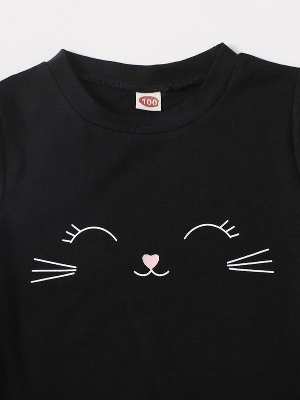 Toddler Girls Cartoon Graphic Tee & Confetti Print Skirt SHE