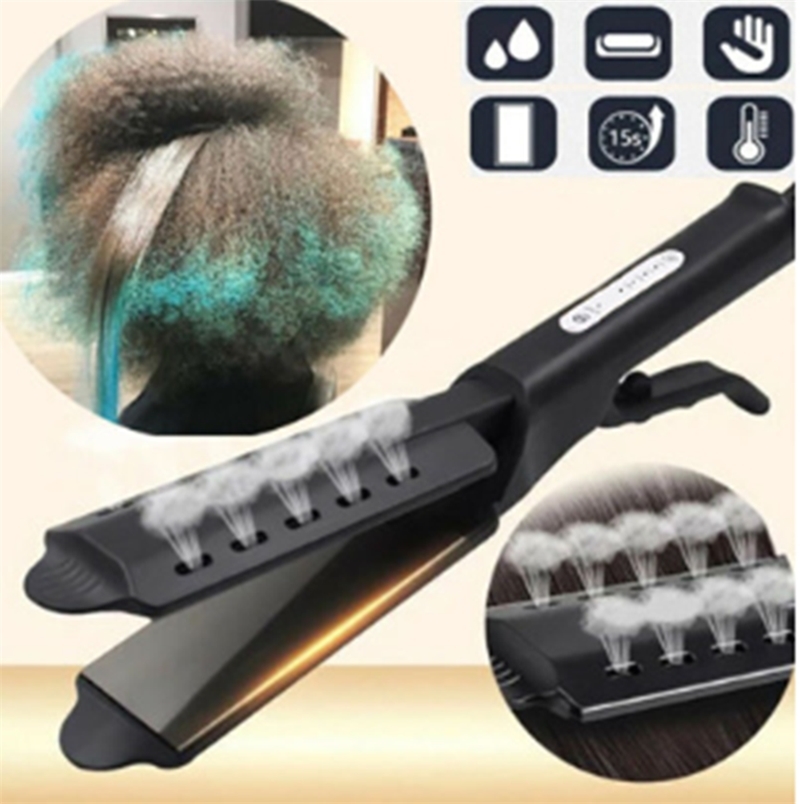 Four-Gear Adjustable Temperature Ceramic Steam Hair Curler Straightener Brush Home Flat Iron straightener Comb Hair Tools 220623