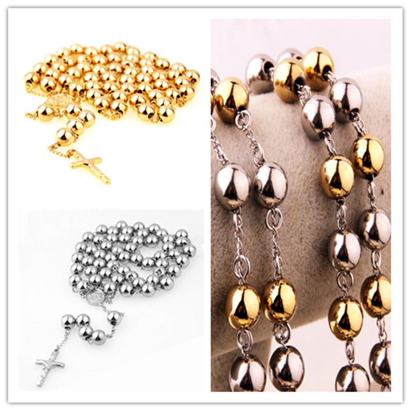 Chains Arrival Fashion Men Or Womens 34" 316L Stainless Steel 10mm Rosary Beads Silver Gold Color Cross Chain Link NecklaceChains
Chains Arrival Fashion Men Or Womens 34" 316L Stainless Steel 10mm Rosary Beads Silver Gold Color Cross Chain Link NecklaceChains