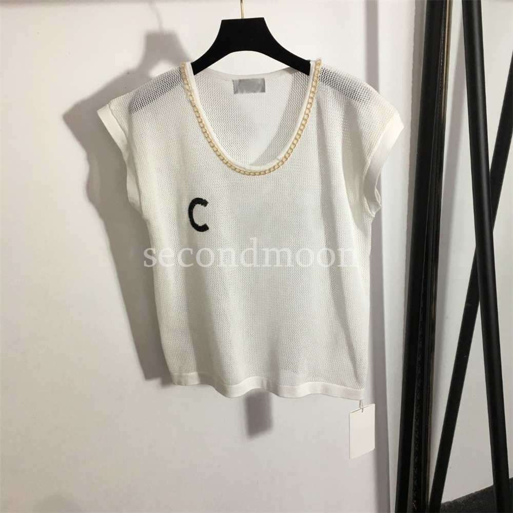 Women Hollow Knitted Tee Sequins Letter Designer Tees Casual Style Breathable T Shirts Spring Summer Tops for Woman, White
Women Hollow Knitted Tee Sequins Letter Designer Tees Casual Style Breathable T Shirts Spring Summer Tops for Woman, White