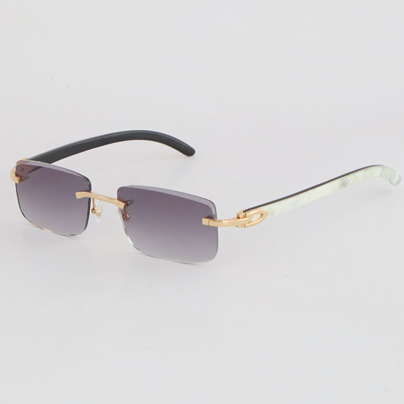 New Luxury Diamond Cut White Inside Black Buffalo Horn Rimless Sunglasses New 8200757 Unisex Dark Size 57 Designer Mens Women Fashion High Quality Brand Sun Glasses
New Luxury Diamond Cut White Inside Black Buffalo Horn Rimless Sunglasses New 8200757 Unisex Dark Size 57 Designer Mens Women Fashion High Quality Brand Sun Glasses
