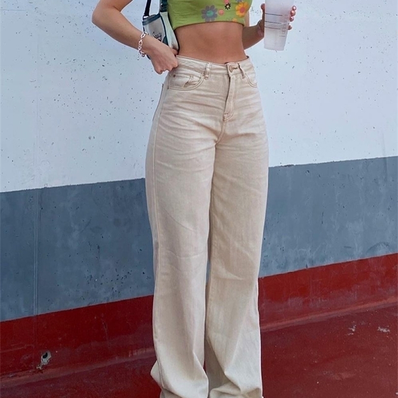 Straight Leg Beige Jean Pants Women Fashion Wide Mom Y2K Pant Summer Classic Streetwear Baggy Trousers High Waist Loose 220402, Cream color
Straight Leg Beige Jean Pants Women Fashion Wide Mom Y2K Pant Summer Classic Streetwear Baggy Trousers High Waist Loose 220402, Cream color