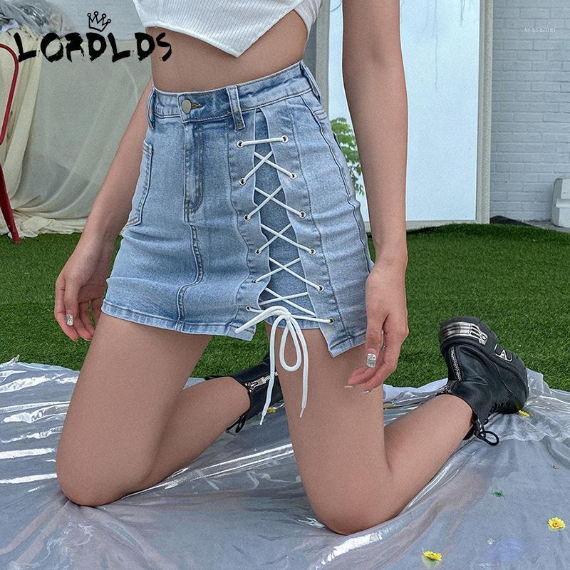 Women High Waist Short Denim Skirt Lace Up 2022 Female Summer All Match School Y2k Mini Jean Skirts For Ladies, Blue
Women High Waist Short Denim Skirt Lace Up 2022 Female Summer All Match School Y2k Mini Jean Skirts For Ladies, Blue