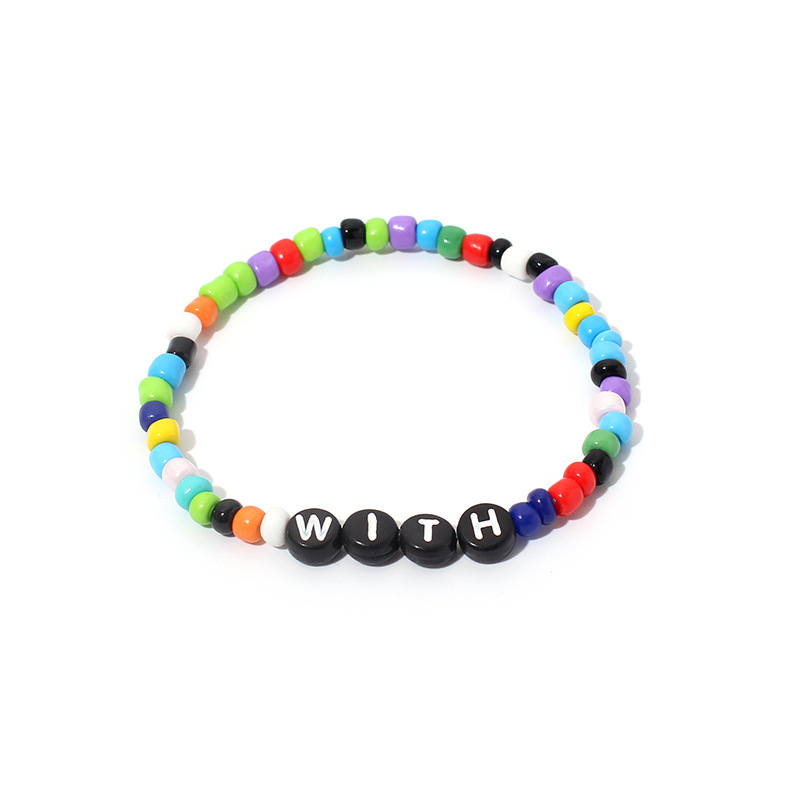 Colorful Candy Color Glass Beads Strands Bracelet DO IT Love Bangle Jewelry