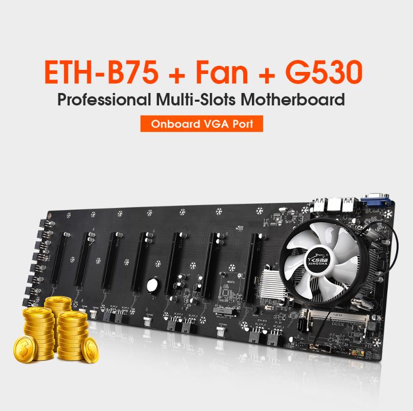 Motherboards Mining Motherboard Ethereum Riserless ETC B75 8 GPU Mainboard With CPU And Cooling Fan Crypto Expert Board Miner
Motherboards Mining Motherboard Ethereum Riserless ETC B75 8 GPU Mainboard With CPU And Cooling Fan Crypto Expert Board Miner