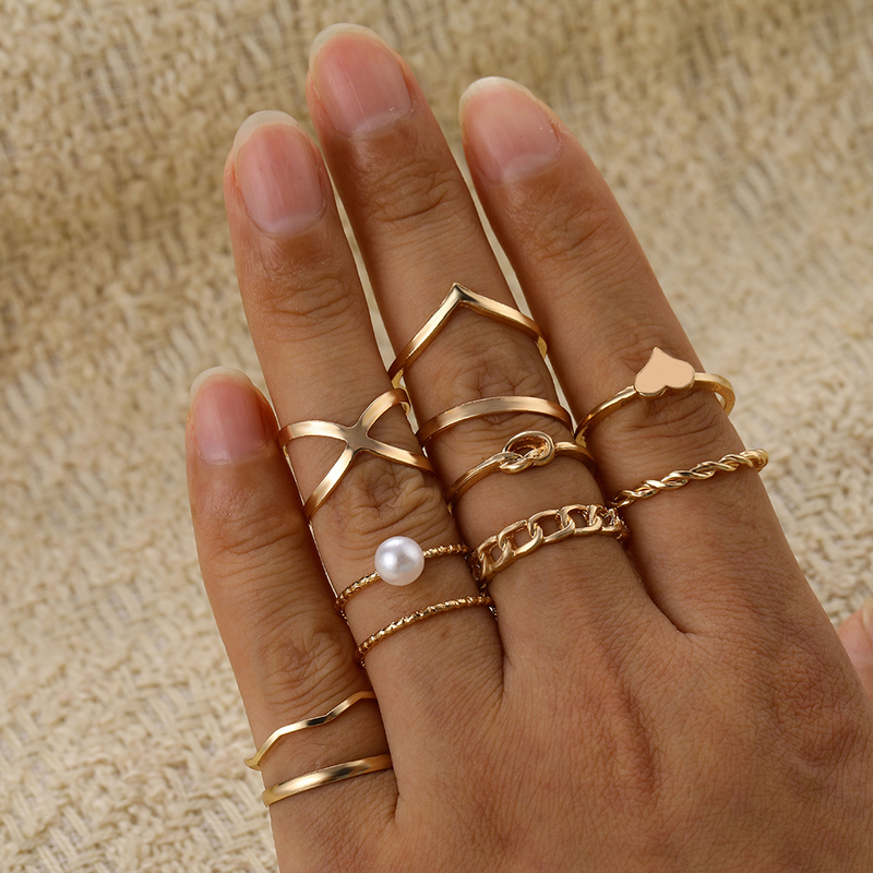 Women Gold Twist Pearl Rings Set Fashion Geometric Hollow Crystal Ring For Heart Joint Boho Jewelr Accessories 220716
Women Gold Twist Pearl Rings Set Fashion Geometric Hollow Crystal Ring For Heart Joint Boho Jewelr Accessories 220716