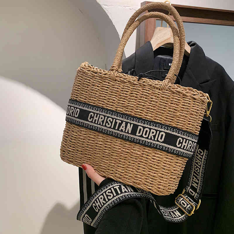 Straw Bag For Women Summer Woven Handbags Female Shoulder Bags Letter Wowen Bag Beach Single Shoulder Messenger Portable Large Capacity, Khaki
Straw Bag For Women Summer Woven Handbags Female Shoulder Bags Letter Wowen Bag Beach Single Shoulder Messenger Portable Large Capacity, Khaki