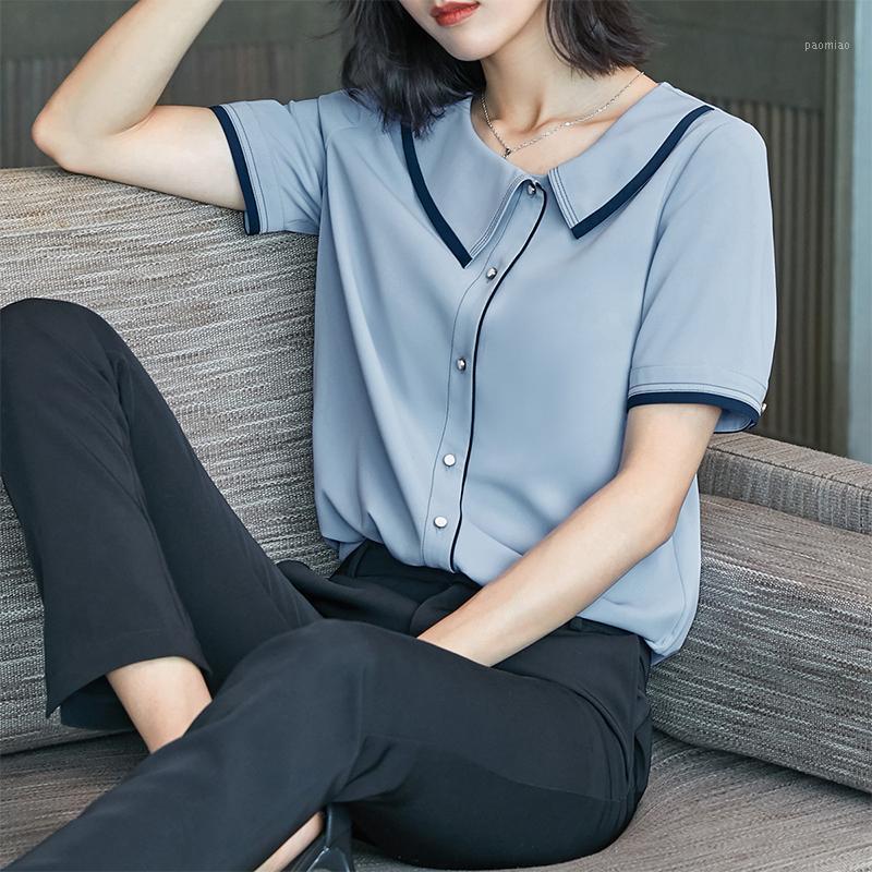 Women's T-Shirt Shirt 2022 Summer Design Sense Niche Col Claudine Top Korean Style Loose Chiffon Short Sleeve Fashion, Blue
Women's T-Shirt Shirt 2022 Summer Design Sense Niche Col Claudine Top Korean Style Loose Chiffon Short Sleeve Fashion, Blue