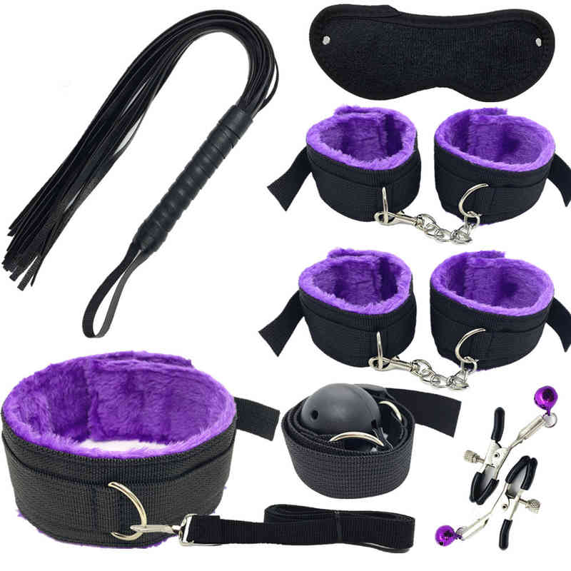 Vibrator Massager Erotic Plush 7-piece Bundled Bondage Set Sm Adult Sex Toys