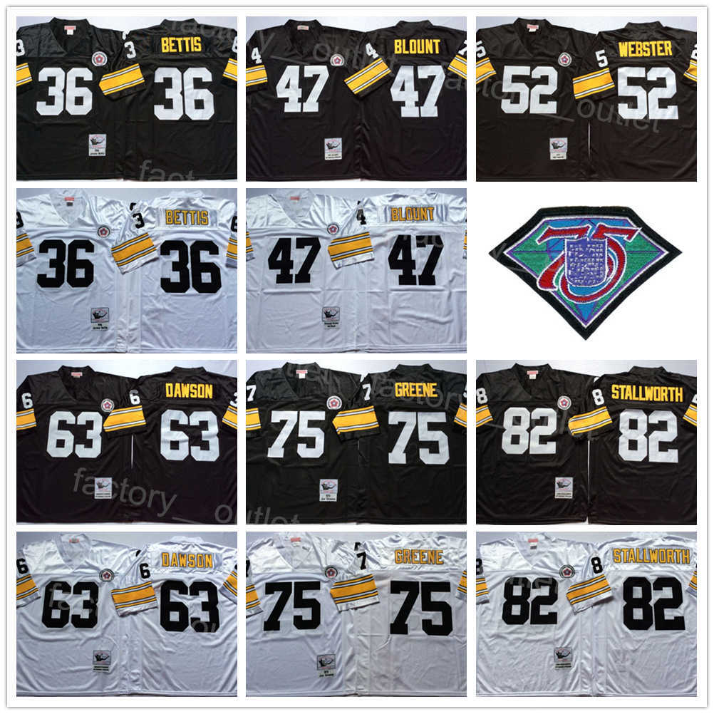 1975 1996 Throwback Mitchell and Ness 75th Football 36 Jerome Bettis Jerseys 47 Mel Blount 52 Mike Webster 63 Dermontti Dawson 75 Joe Greene 82 John Stallworth ncaa, White
1975 1996 Throwback Mitchell and Ness 75th Football 36 Jerome Bettis Jerseys 47 Mel Blount 52 Mike Webster 63 Dermontti Dawson 75 Joe Greene 82 John Stallworth ncaa, White