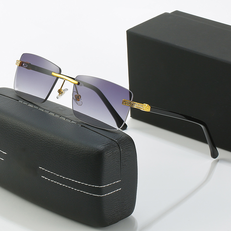Buffs Sunglasses Vintage Designer Glasses Sunglass for Women Mens Piccadilly Irregular Frameless Diamond Square Lens Retro Buffalo Horn Sun Glasses Eyeglasses