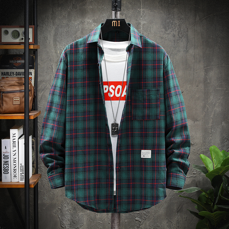 Plaid shirt Men long Sleeve Shirt Casual Social Slim male Cotton Mens Dress s 4XL 5XL Legible 220322