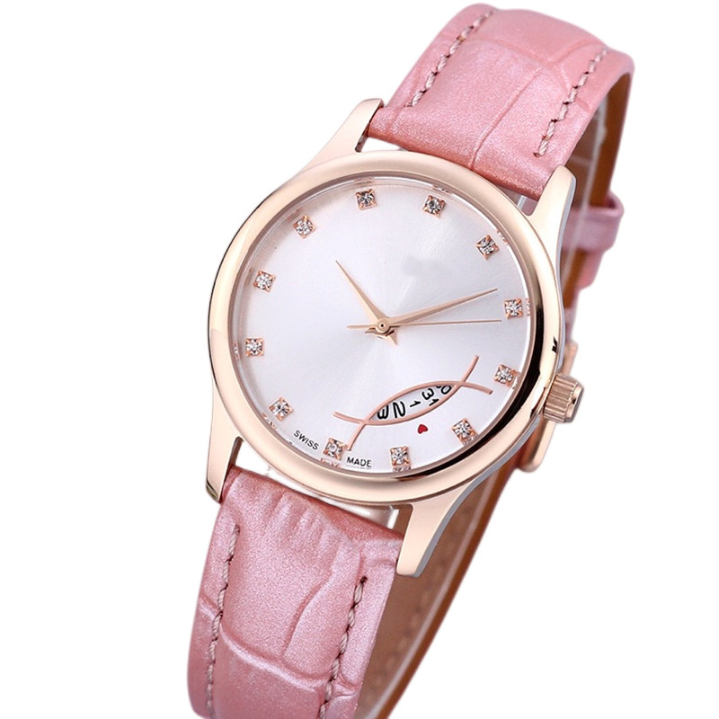 Boutique Women's Watch Simple Three-Needle 30mm 316 Stainless Steel Case Quartz Movement Mineral Super Mirror Leather Strap Fashion All-match Watch diamond watches, 1#