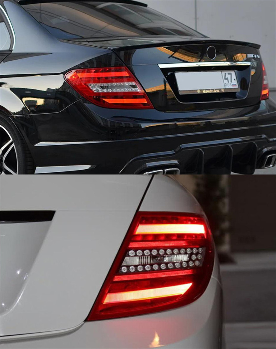 Car Tail Lights For W204 C200 2007-2014 C300 C260 LED Dynamic Turn Signal Lights Brake Reversing Taillights