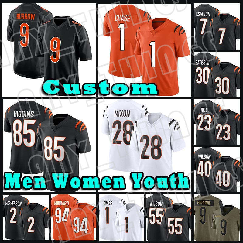 9 Joe Burrow 1 Ja'Marr Chase Football Jerseys 85 Tee Higgins 30 Jessie Bates III 28 Joe Mixon 2 Evan McPherson 23 Daxton Hill Logan Wilson Brandon Wilson Trey Hendrickson, Custom men (m h)
9 Joe Burrow 1 Ja'Marr Chase Football Jerseys 85 Tee Higgins 30 Jessie Bates III 28 Joe Mixon 2 Evan McPherson 23 Daxton Hill Logan Wilson Brandon Wilson Trey Hendrickson, Custom men (m h)