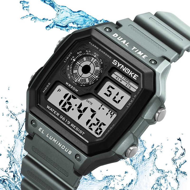 

Wristwatches SYNOKE Military Sports Watch Digital LED Men Clocks Relojes Deportivos Waterproof Luminous Alarm Clock Male 2022, Red