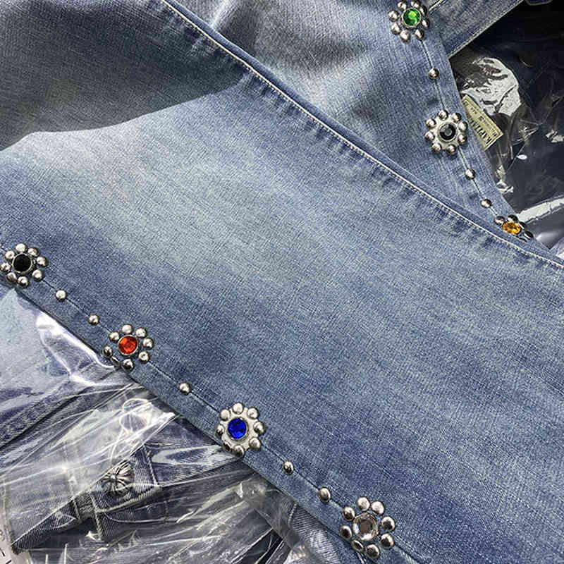 Jeans Men Women KAPITAL Pants Vintage Washed Inlaid Gemstone Distressed Trousers Inside Tag Clothes T260129