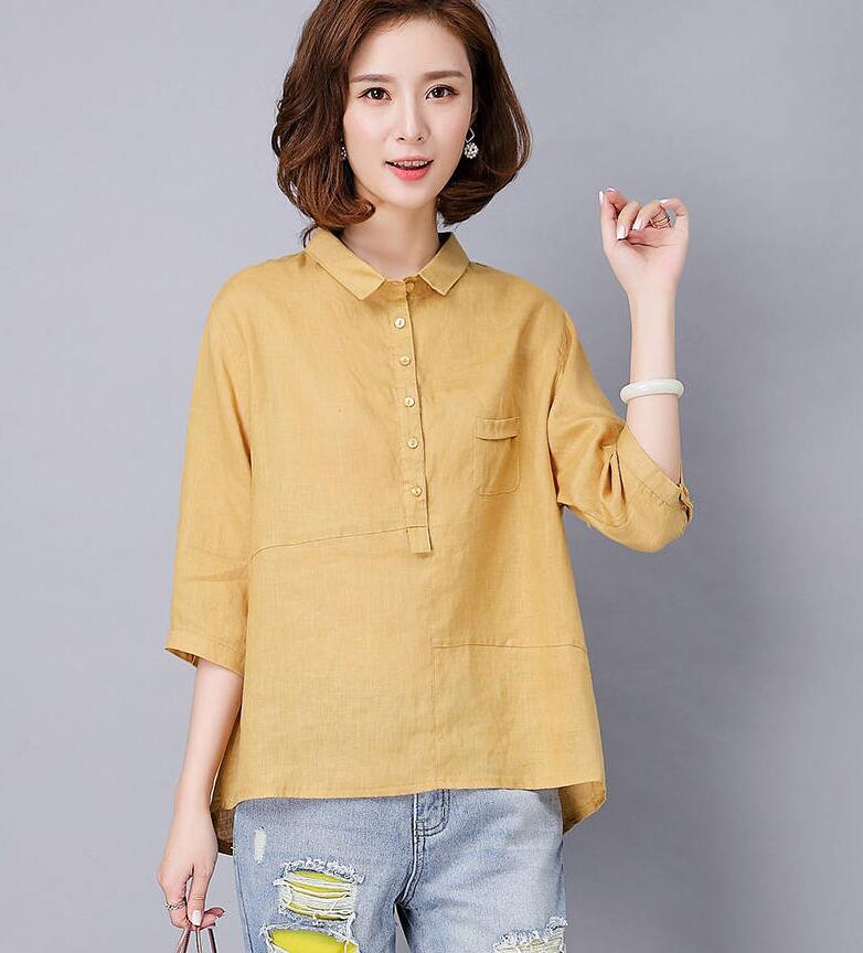 Women's Blouses & Shirts Arrival Summer Style Women Plus Size Loose Half Sleeve Casual Cotton Linen Solid Female Tops, Pink
Women's Blouses & Shirts Arrival Summer Style Women Plus Size Loose Half Sleeve Casual Cotton Linen Solid Female Tops, Pink