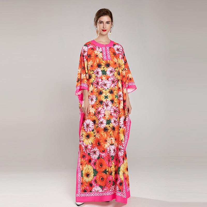 Plus Size Dresses MIUXIMAO 2022 Autumn Women's Clothing O-Neck Long Sleeve Printing Plus-Size Dress Fashion Elegant Office Style, Pink