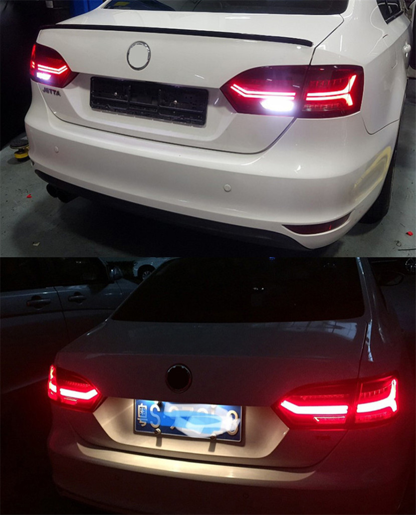 2 Colors Car Tail Lights For VW Jetta MK6 2012 LED Reversing Rear Lamp DRL Fog Brake Taillights Dynamic Turn Signal