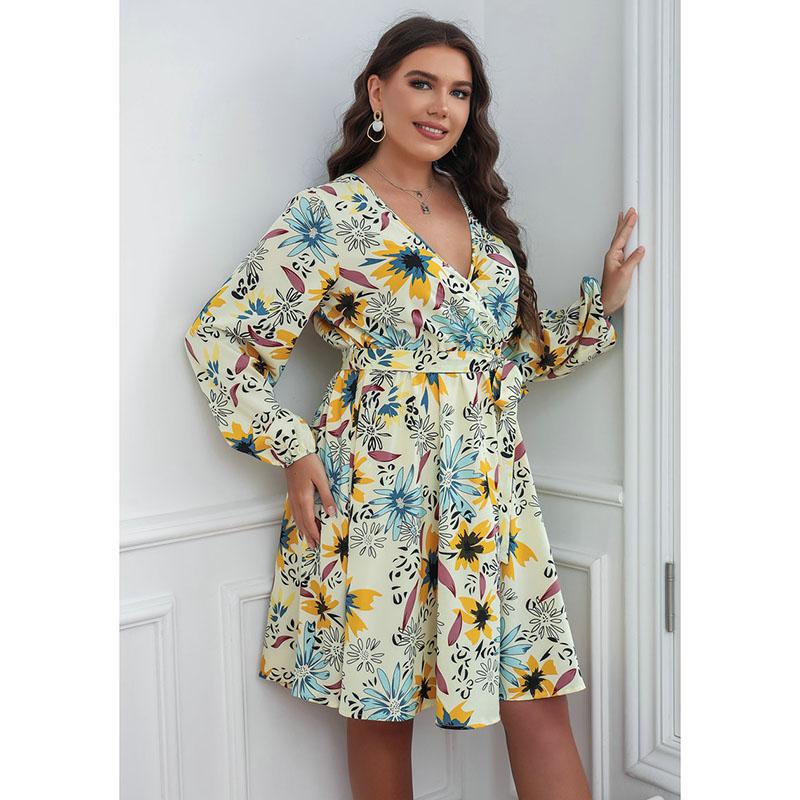 Plus Size Dresses For Women 2022 Elegant Long Sleeve Party Dress Sexy V Neck Floral Midi Large Clothing -4XLPlus, Yellow
Plus Size Dresses For Women 2022 Elegant Long Sleeve Party Dress Sexy V Neck Floral Midi Large Clothing -4XLPlus, Yellow