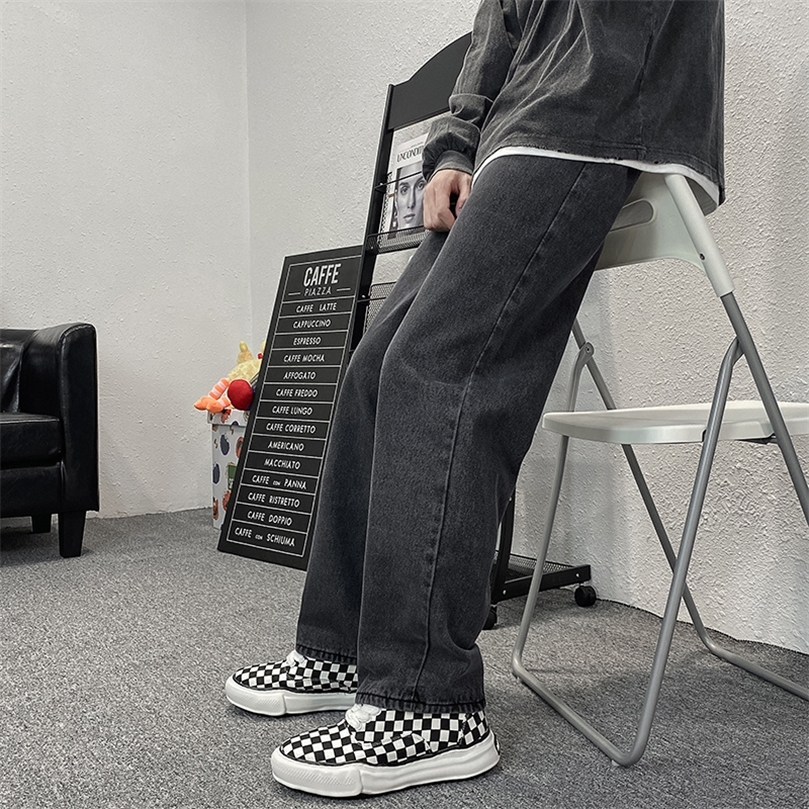 Jeans HitamBiruPutih Jeans Longgar Kasual Fashion Pria Celana Panjang Denim Lurus HipHop Longgar Streetwear Pria S2XL 220817