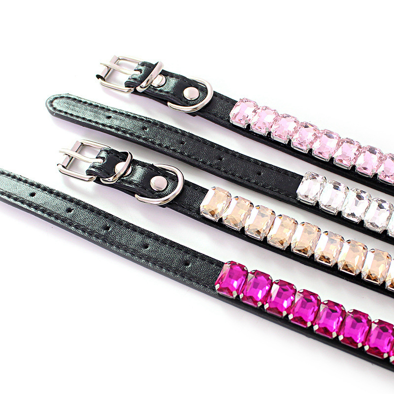 Dog Collars of Crystal for Medium Small Dogs Bling-Bling Cute Dog Collar Adjustable Pets Necklace Sparkling Jeweled Pet Chain Applicable to Wedding Bi