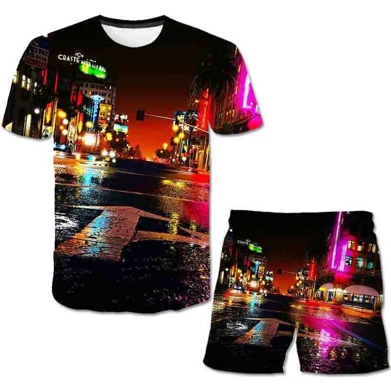 Summer 3D Grand Theft Aut Print T Shirt suit kids 2pcs Kids Cartoon Clothes Casual Comfortable gta print 220714