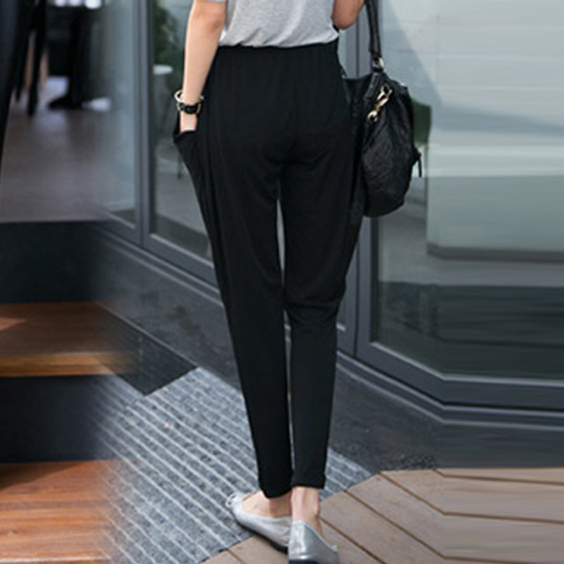 Summer Womens Harem Pants High Waist Loose Straight Ankle-length Comfortable Casual OL s 220325
