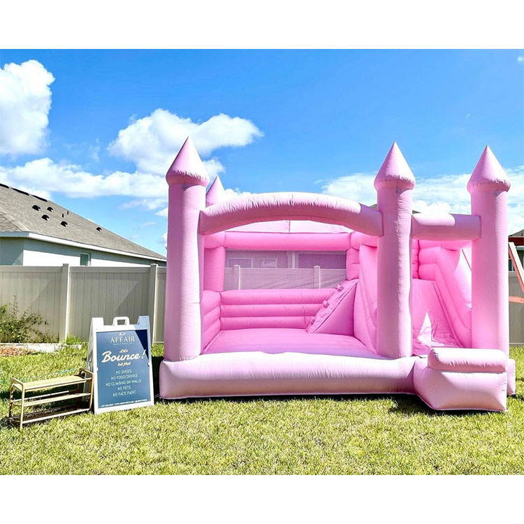 Commercial Pink Wedding Inflatable Bouncy Castle With Side Bouncer Bounce House For Christenings Baby Showers