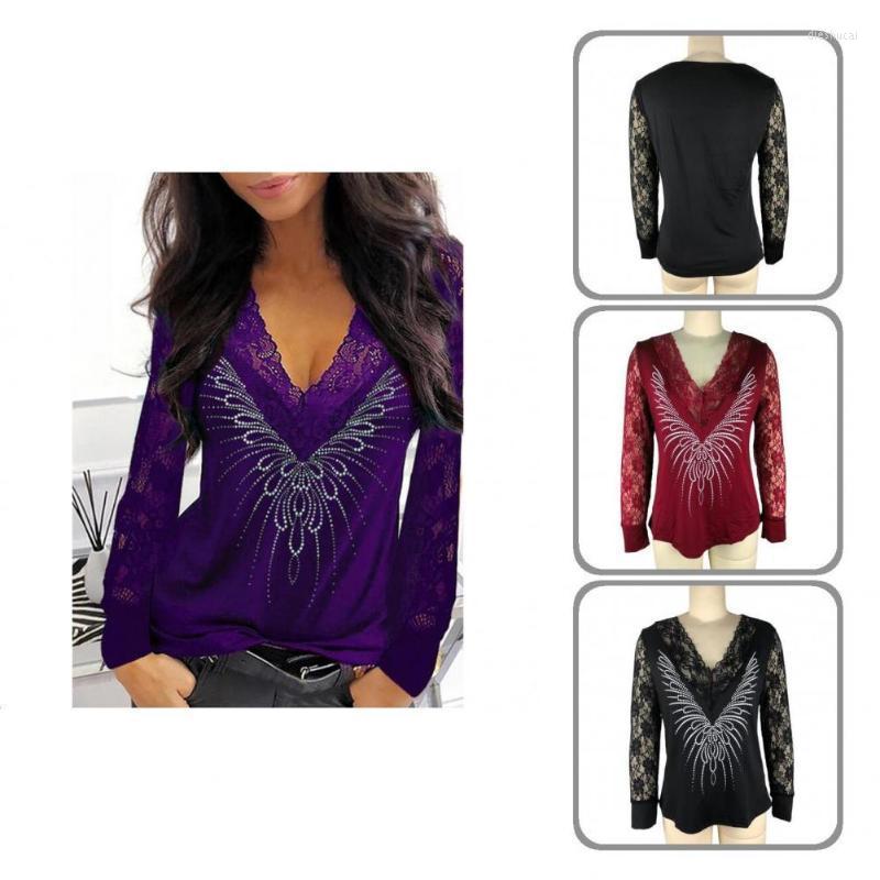 Women's T-Shirt Gorgeous Spring Shirt Floral Rhinestone Breathable See-through V Neck Autumn Top, Purple
Women's T-Shirt Gorgeous Spring Shirt Floral Rhinestone Breathable See-through V Neck Autumn Top, Purple