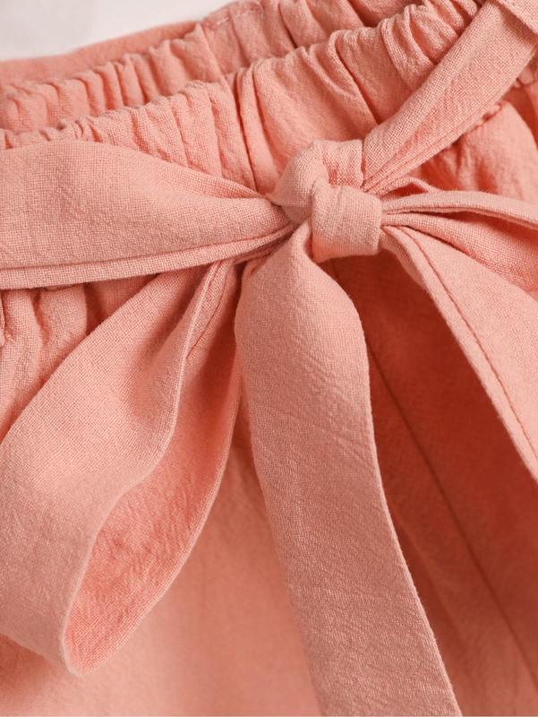 Toddler Girls Floral Print Ruffle Trim Tee & Belted Shorts SHE