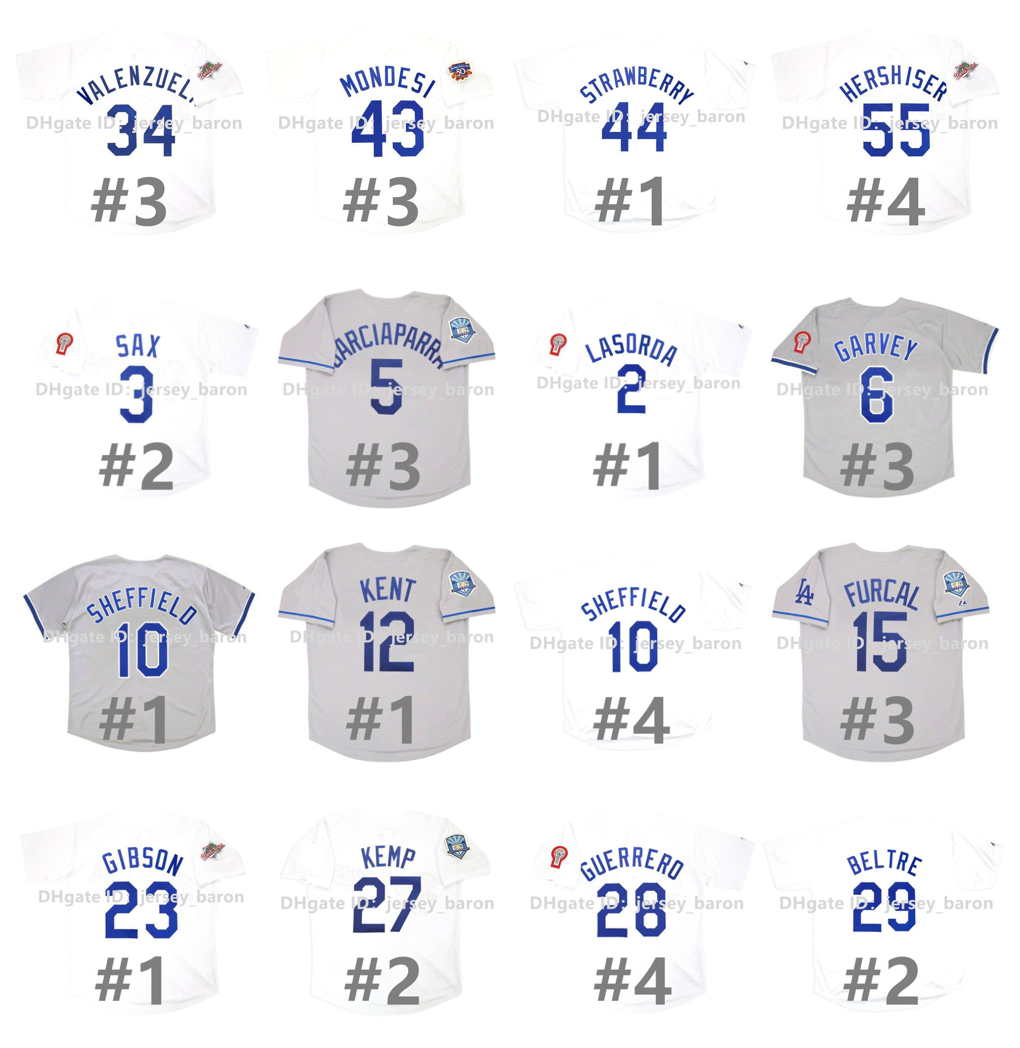 Vintage 1981 LA Baseball Jersey Lasorda Steve Garvey Piazza Hideo Nomo Manny Ramirez Kirk Gibson 1988 World Series Fernando Valenzuela Orel Hershiser Chan Ho Park
