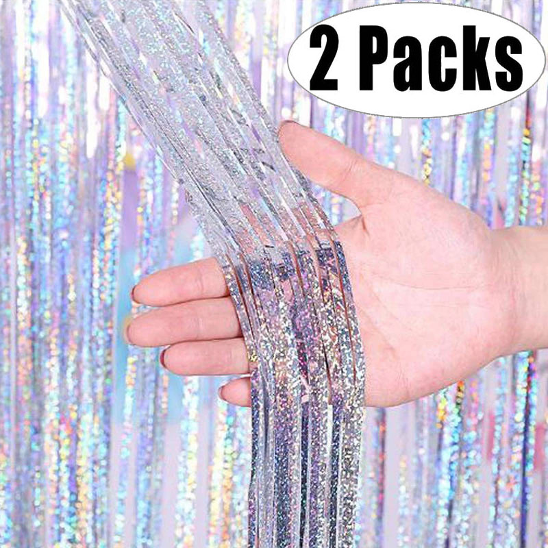 2Pack 2x1m Silver Laser Metallic Foil Tinsel Fringe Curtain Birthday Wedding Bachelorette Party Decoration Photography Backdrop, As described
2Pack 2x1m Silver Laser Metallic Foil Tinsel Fringe Curtain Birthday Wedding Bachelorette Party Decoration Photography Backdrop, As described