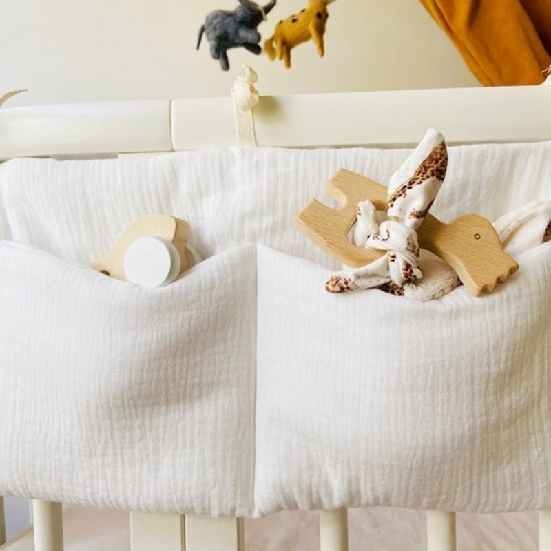 Crib Cotton Diaper Bottle Molar Toy Storage Bag Used to Store Babys Clothes Diapers Toys Easy to Hanging High Quality 220531