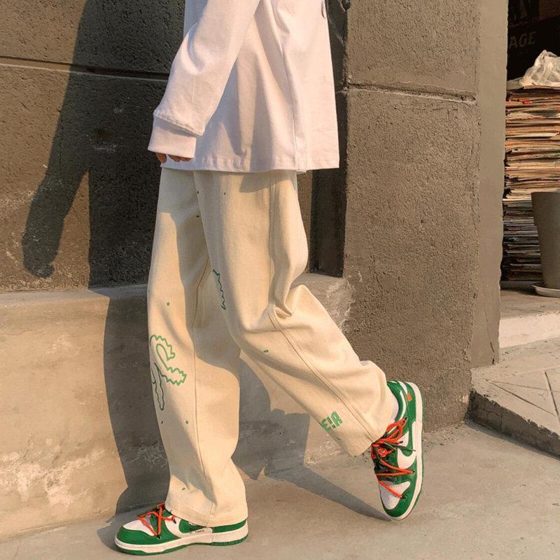 Woman Punk Hippie Wide Leg Pant Gothic Harajuku Streetwear Anime Street Style Mall Goth Black Print Trousers Hip Hop y2k 220325