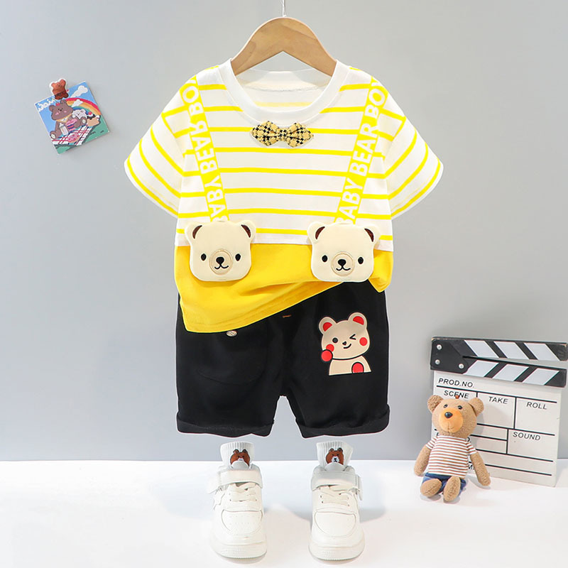 Summer Boy T Clothes Sets Love Lines Cotton Material Baby Suits High Quality Short Children Shirt Infant 2 Years Old Costom 220507