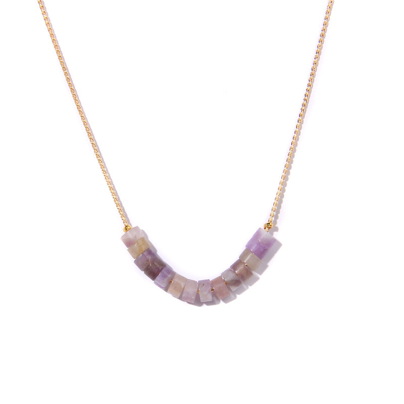 Natural stone necklace Amazonium Tiger Eye Stone Amethyst Senecioserpe Spacer Golden Chain Chakra Necklaces For Women jewelry