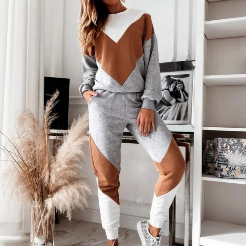 Women' Two Piece Pants 1 Set Sweatshirt Sweatpants Contrast Color Patchwork Women Round Neck Pullover Elastic Waist Casual For Daily Wear, Auburn
Women' Two Piece Pants 1 Set Sweatshirt Sweatpants Contrast Color Patchwork Women Round Neck Pullover Elastic Waist Casual For Daily Wear, Auburn