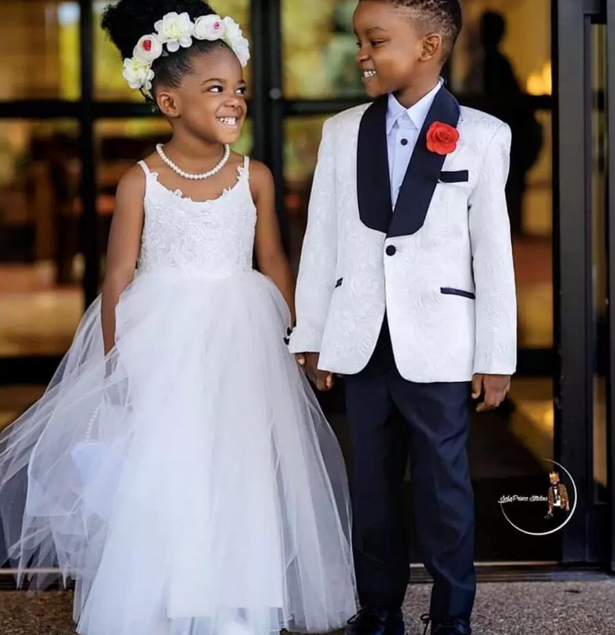 White Boy's Kids Formal Wear Children Suits For Wedding Party Ring Bearer Occasion Children's Clothing Outfits Blazers Jacket Pants Bow Dobb