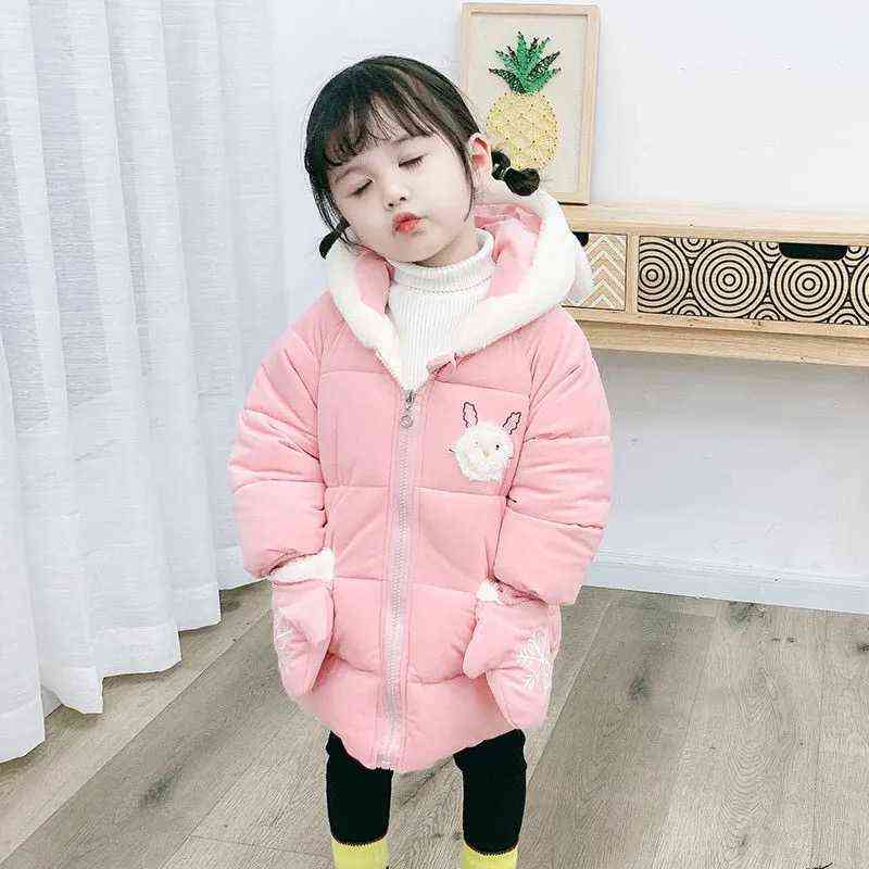 1-6 Year Baby Girl Coat Winter Thick Warm Corduroy Jackets For Girls Cute Cartoon Animal Hooded Children Outerwear Birthday Gift J220718