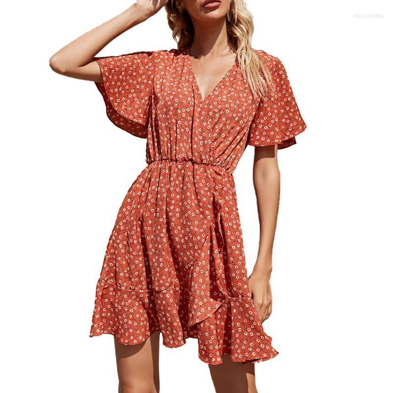 Casual Dresses Summer Dress Ladies Print V-neck Fashion Short Sleeve Draped Stitching Vestoido De Mujer 2022
Casual Dresses Summer Dress Ladies Print V-neck Fashion Short Sleeve Draped Stitching Vestoido De Mujer 2022