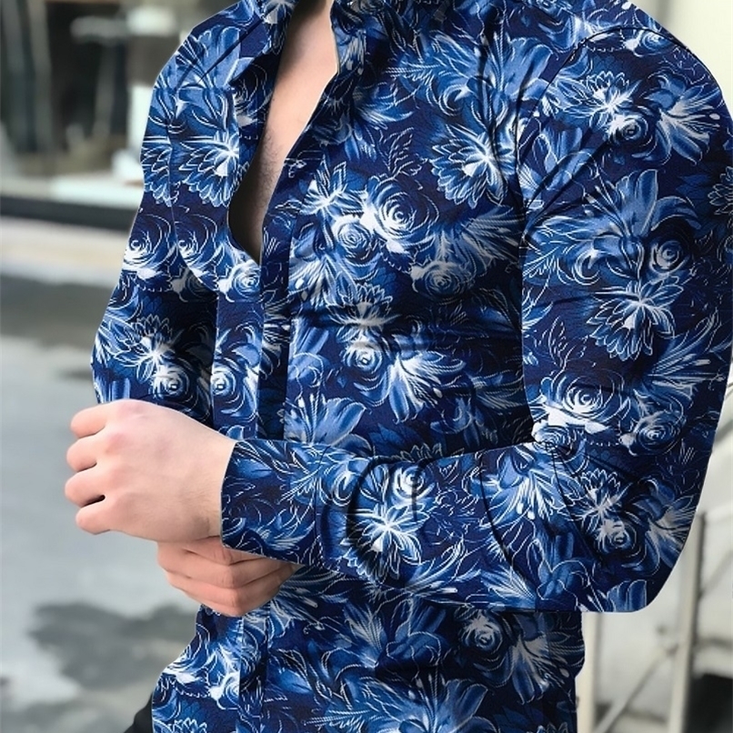 Camisa holgada de manga larga para hombre... ropa Estilo Hawaiano con estampado vacaciones talla gran informal la 220322