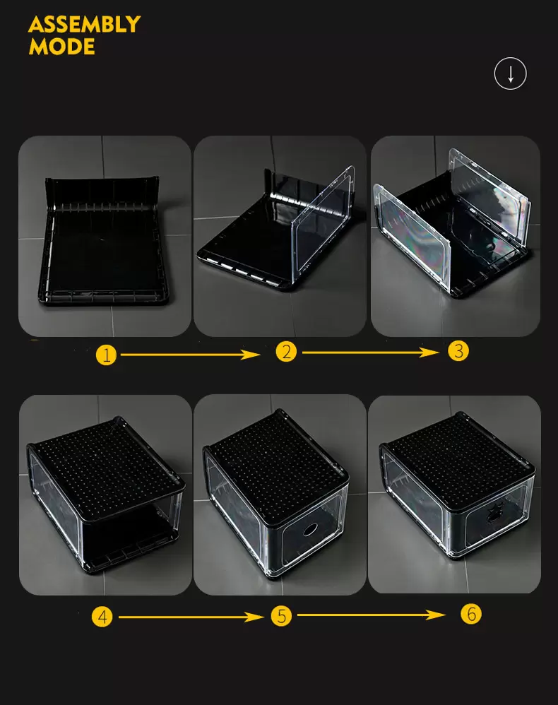 Large Hard Plastic Clear Shoe Box Detachable Folding Stackable Shoes Boxes Organizer Bins Storage Dust-proof Cabinet Thickened Transparent Moisturepro